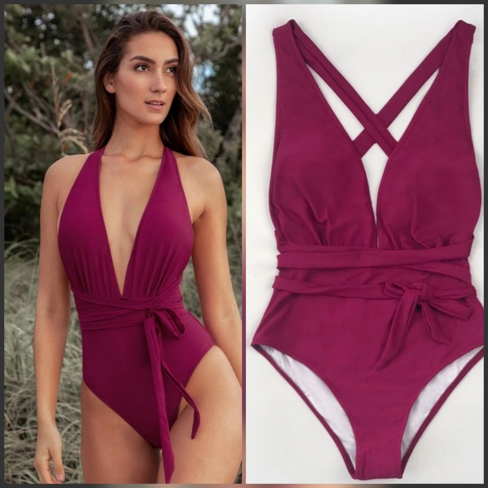 Cupshe Plunge Wrap One Piece Swimsuit